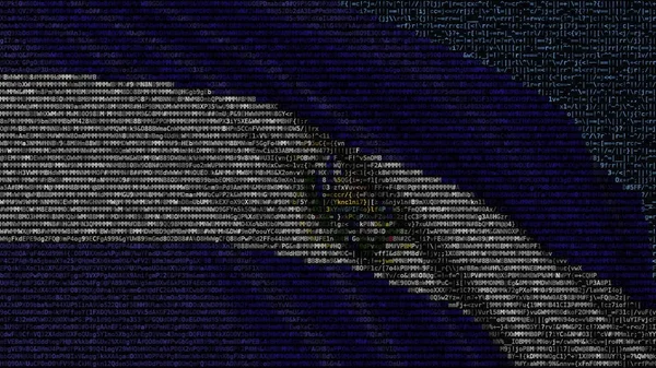 Флаг Сальвадора, сделанный из текстовых символов на экране компьютера. Концептуальная 3D рендеринг — стоковое фото