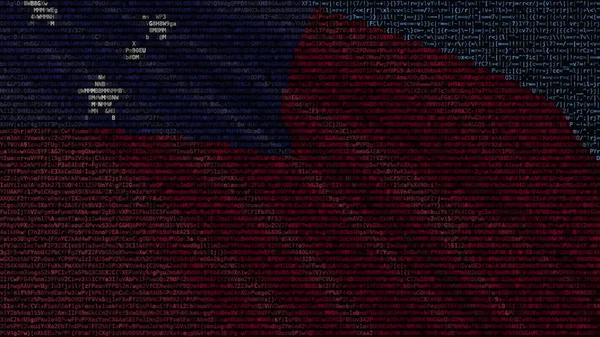 Flagge aus Samoa aus Textsymbolen auf einem Computerbildschirm schwenkend. konzeptionelles 3D-Rendering — Stockfoto