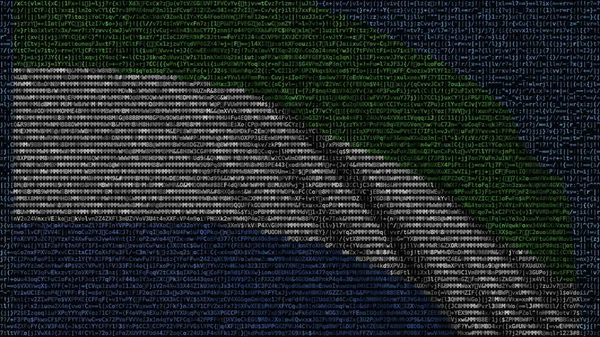 Vlag van Sierra Leone zwaaien gemaakt van tekstsymbolen op een computerscherm. Conceptuele 3D-rendering — Stockfoto