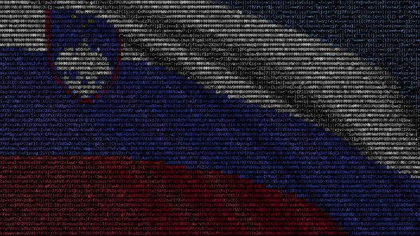 Vifta med Sloveniens flagga gjord av textsymboler på en datorskärm. Konceptuell 3d-rendering — Stockfoto