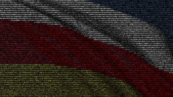 Flagge Südossetiens aus Textsymbolen auf einem Computerbildschirm schwenkend. konzeptionelles 3D-Rendering — Stockfoto