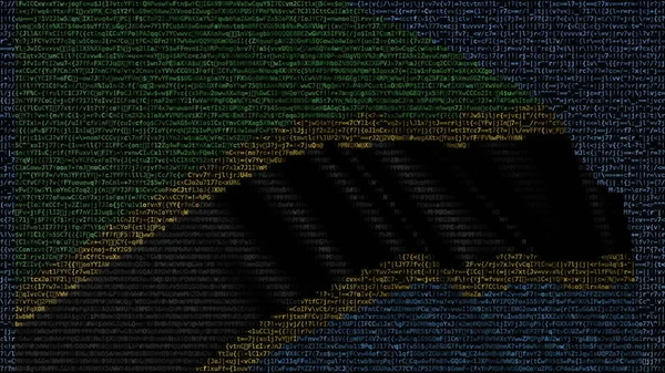 Zwaaien vlag van Tanzania gemaakt van tekstsymbolen op een computerscherm. Conceptuele 3D-rendering — Stockfoto