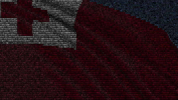 Κυματίζει σημαία της Τόνγκα φτιαγμένοι από σύμβολα κείμενο στην οθόνη του υπολογιστή. Εννοιολογική 3d rendering — Φωτογραφία Αρχείου