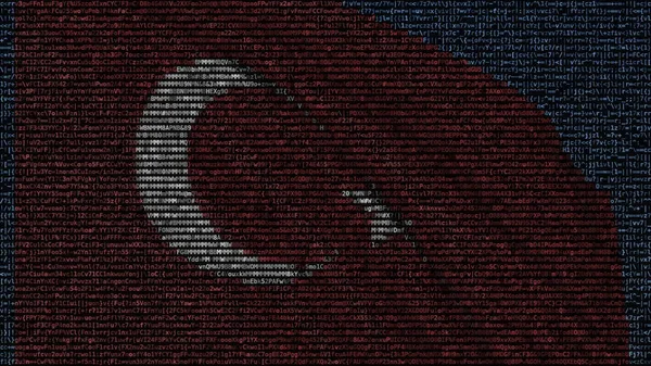 Vlag van Turkije zwaaien gemaakt van tekstsymbolen op een computerscherm. Conceptuele 3D-rendering — Stockfoto