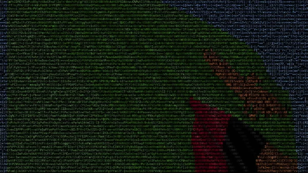 Waving flag of Zambia made of text symbols on a computer screen. Conceptual 3D rendering — Stock Photo, Image