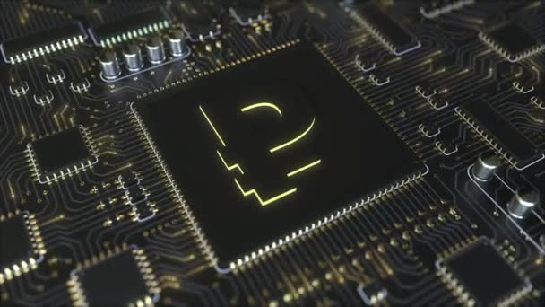 Chipset symbolem Rubel rosyjski. FinTech związane pojęciowy animacji 3d — Wideo stockowe