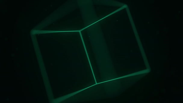 Cubo verde rotante. Sfondo di movimento correlato alla grafica 3D — Video Stock