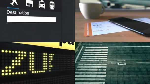 Voo para Zurique. Viajar para a Suíça animação de montagem conceitual — Vídeo de Stock