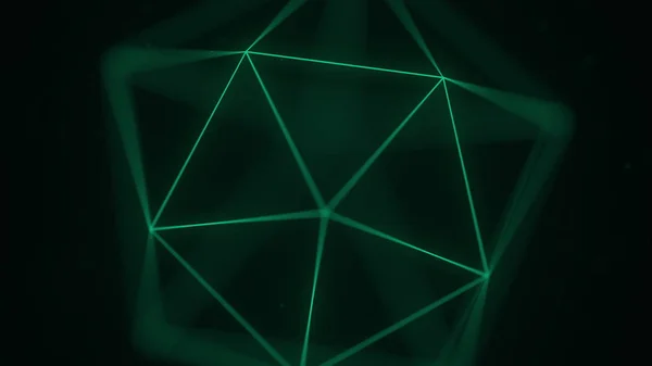 Groene Platonische solid - icosaëder. Computergraphics gerelateerde 3D-rendering — Stockfoto