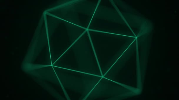 Вращающийся зелёный платонический твёрдый - икосаэдр. Фон движения 3D-графики — стоковое видео