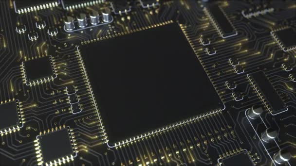 Chip Preto Uma Placa Circuito — Vídeo de Stock