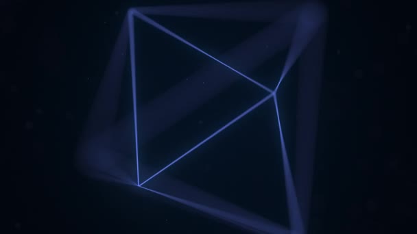 Blue Platonic solid octahedron rotating. Computer graphics related loopable motion background — Stock Video