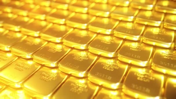 Lijnen van gouden bullions. Loopbare beweging achtergrond — Stockvideo