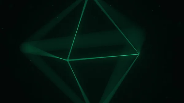 Octaedro sólido poligonal verde. Computadores gráficos relacionados com renderização 3D — Fotografia de Stock