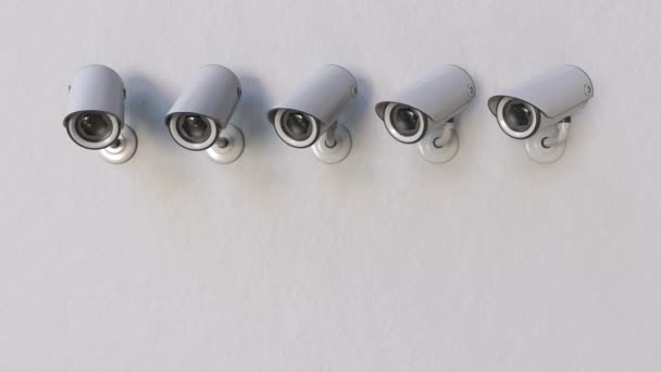 Múltiplas câmeras de vigilância ou CCTV rastreando o mesmo objeto. Animação conceitual loopable relacionada com a segurança pública — Vídeo de Stock