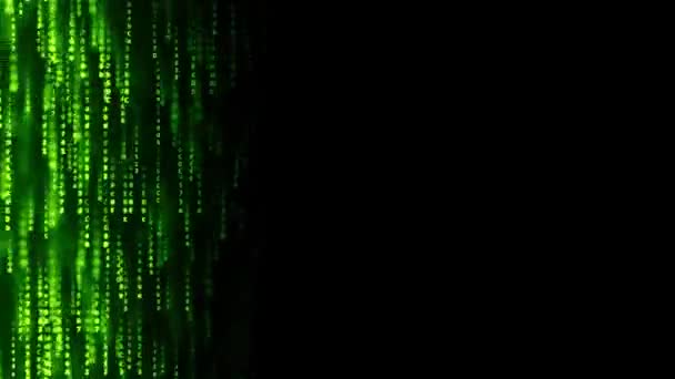 Lampeggiante codice del computer verde sullo schermo, spazio vuoto per l'iscrizione. Sfondo di movimento loop — Video Stock