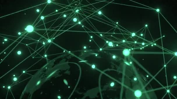Концептуальная анимация космической сети над Землей — стоковое видео