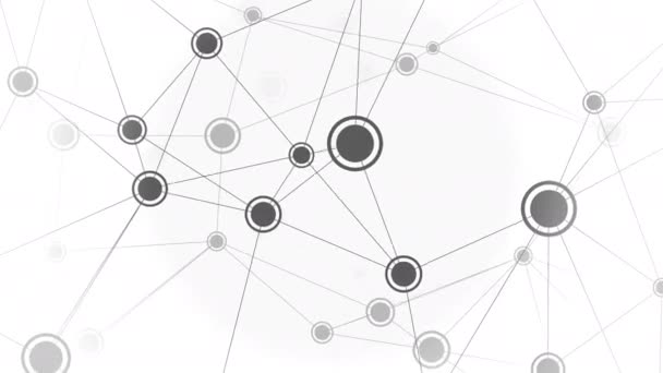 Black and white elements of dynamic network, loop. Conceptual animation — Stock Video