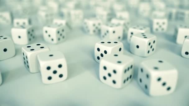Många hasardspel tärningar. Casino eller chans relaterade loopable rörelse bakgrunden — Stockvideo