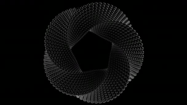 Transforming Mobius torus made of black balls. Loopable animation, alpha matte — Stock Video