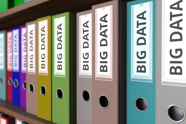 Büroordner mit Big-Data-Beschriftung. 3D-Darstellung — Stockfoto