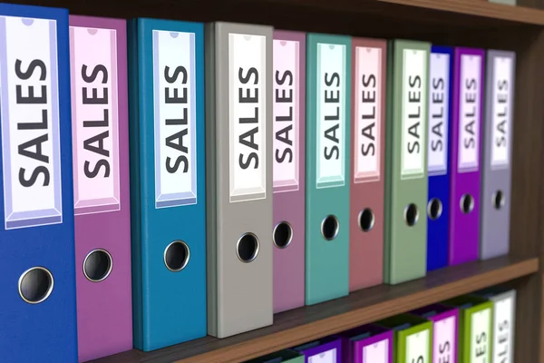 Aglutinantes de oficina con inscripción SALES. Renderizado 3D —  Fotos de Stock