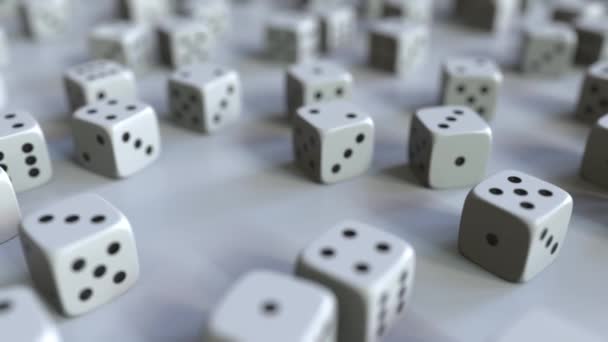 Dice with British pound sterling sign among scattered gambling dices. Forex success or finance related 3D animation — Stock Video
