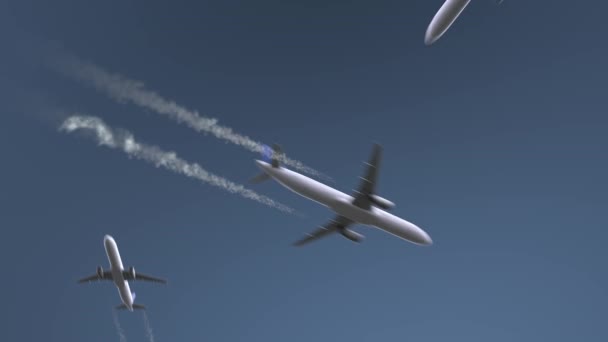 Aviones voladores revelan la leyenda de Quanzhou. Viajar a China animación de introducción conceptual — Vídeos de Stock