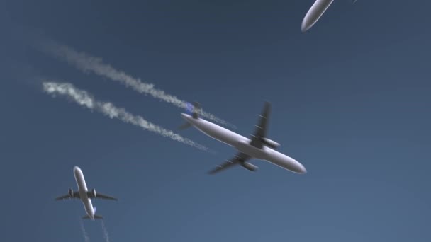 Des avions volants révèlent une légende Durban. Voyager en Afrique du Sud animation conceptuelle d'introduction — Video