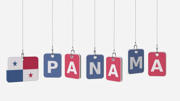 Pie de foto PANAMÁ y bandera panameña en placas basculantes, representación 3D — Foto de Stock