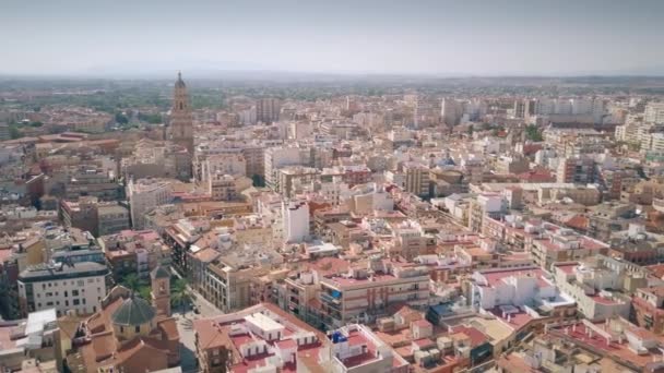 Vista aérea de Murcia con Catedral de Santa Maria, España — Vídeos de Stock