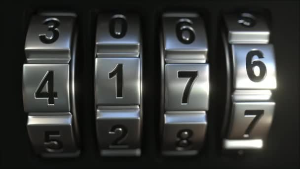 Mechanichal code lock ringen onthullen 2019 nummers. Nieuwjaar gerelateerde 3d animatie — Stockvideo