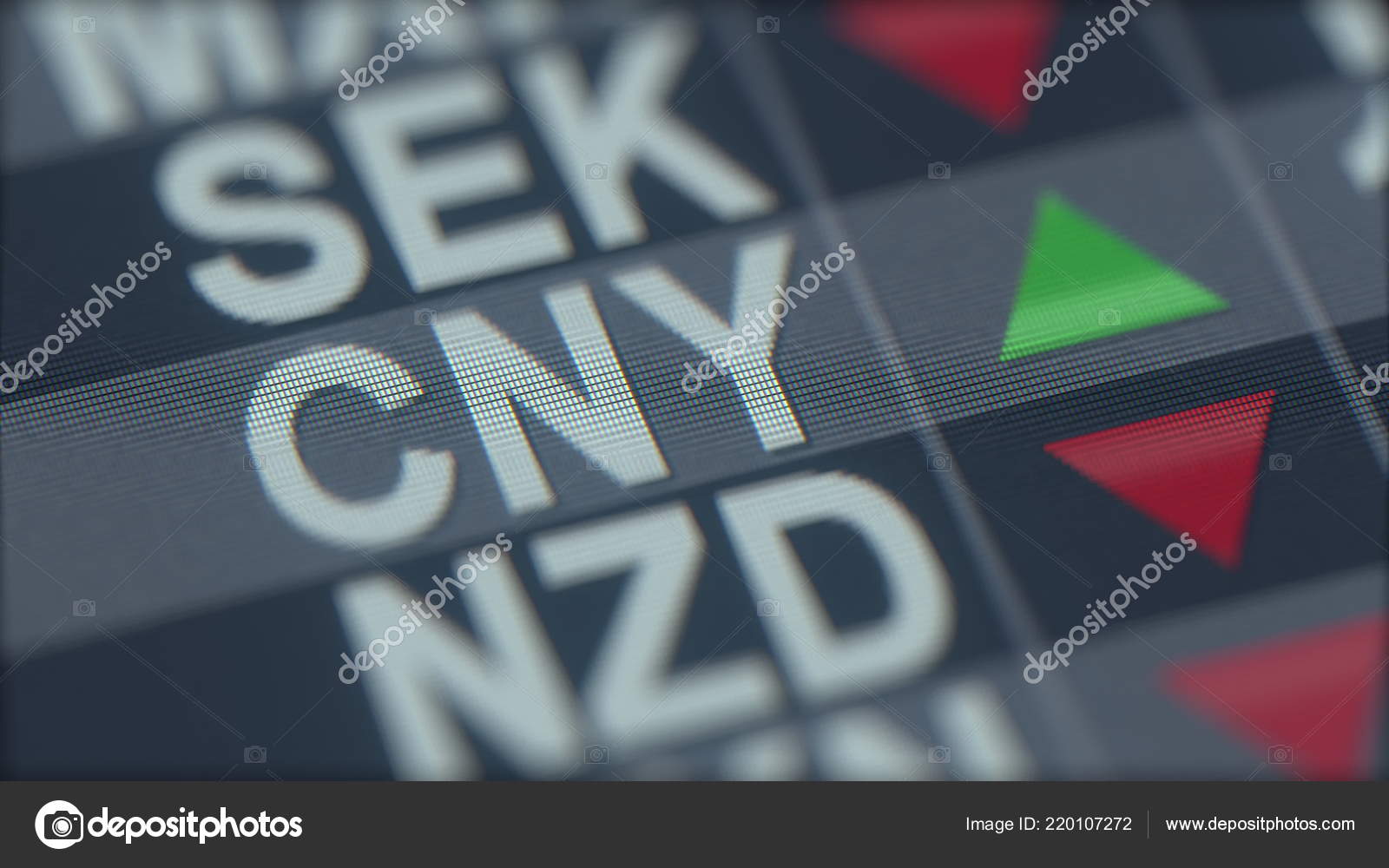 Increasing Chinese Yuan Exchange Rate Indicator On Computer Screen - 