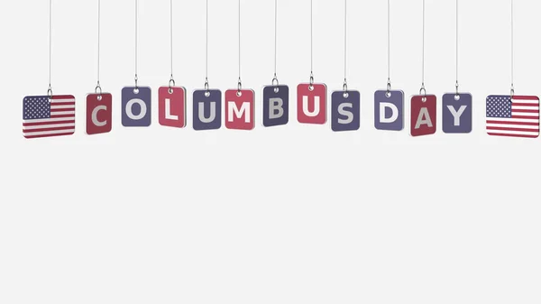 Мбаппе с флагами США и надписью дня Columbus. 3D рендеринг — стоковое фото