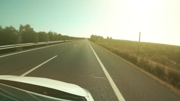 POV körning skott av en landsbygd motorväg i Spanien — Stockvideo