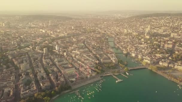 Tiro Aéreo Centro Zurique Rio Limmat — Vídeo de Stock