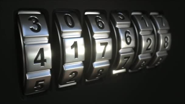 Retro code lock ringen onthullen woord veiligheid, 3d animatie — Stockvideo