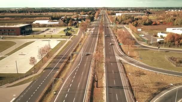 高速道路交通の航空写真 — ストック動画