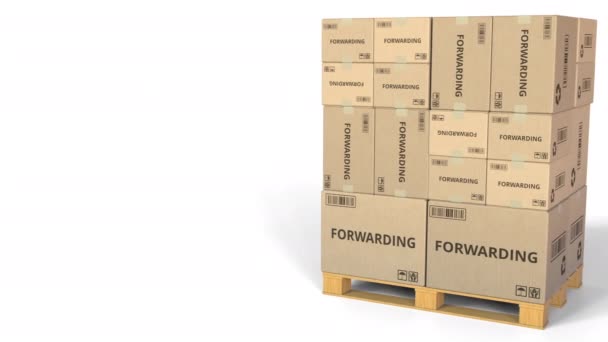 Boîtes avec texte FORWARDING. Animation 3D conceptuelle — Video