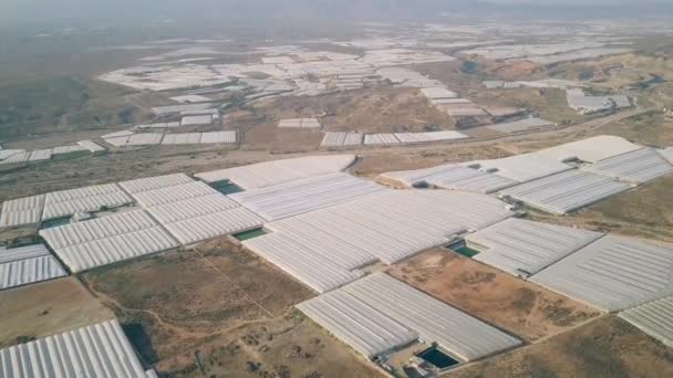 Aerial shot of greenhouse farms — Stock Video