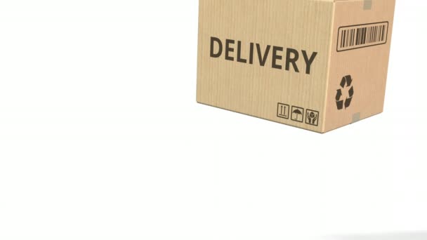 Carton with DELIVERY text. 3D animation — Stock Video