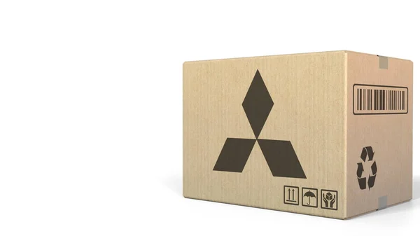 Caja con logo Mitsubishi. Representación Editorial 3D —  Fotos de Stock