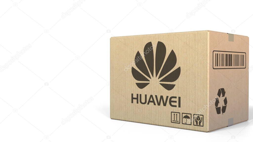 Box with logo. Editorial 3D rendering