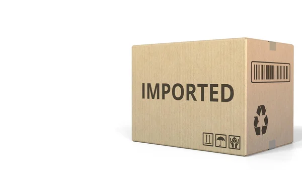 Pudełko tekturowe zawierające tekst importowane, renderowania 3d — Zdjęcie stockowe