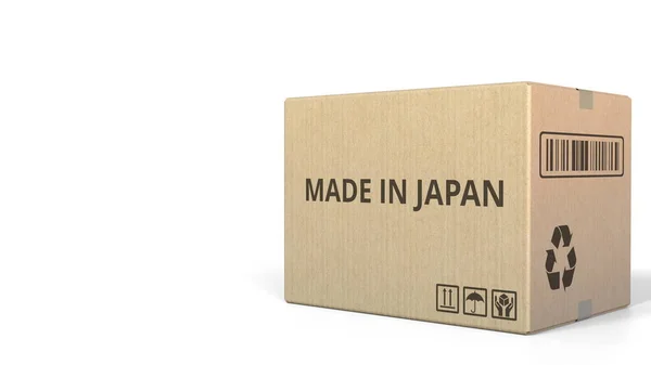 Made In Japan tekst na kartonie magazynu. renderowania 3D — Zdjęcie stockowe