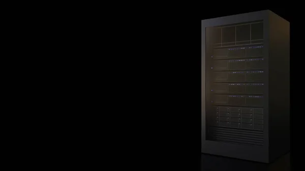 Operating modern server rack against black background. Information technology related 3D rendering — Stock Photo, Image