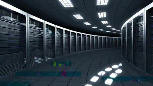 Πρόβλημα θορύβου animation του ένα σύγχρονο server room, φόντο loopable κίνηση — Αρχείο Βίντεο