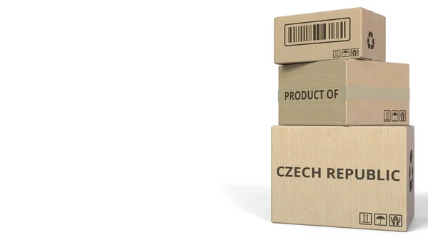 Pudełka z produktem Czechy podpis. renderowania 3D — Zdjęcie stockowe