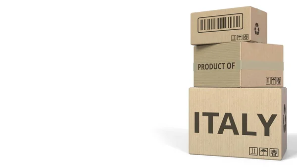 PRODUCT OF ITALY text on cartons, blank space for caption. 3D rendering — Stock Photo, Image