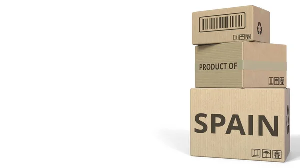 Προϊόν της Ισπανίας λεζάντα σε κουτιά. 3D rendering — Φωτογραφία Αρχείου